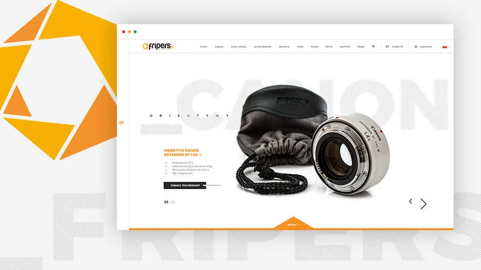 Redesign Fripers.pl - the vision of a modern online store for photography enthusiasts. 1st photo